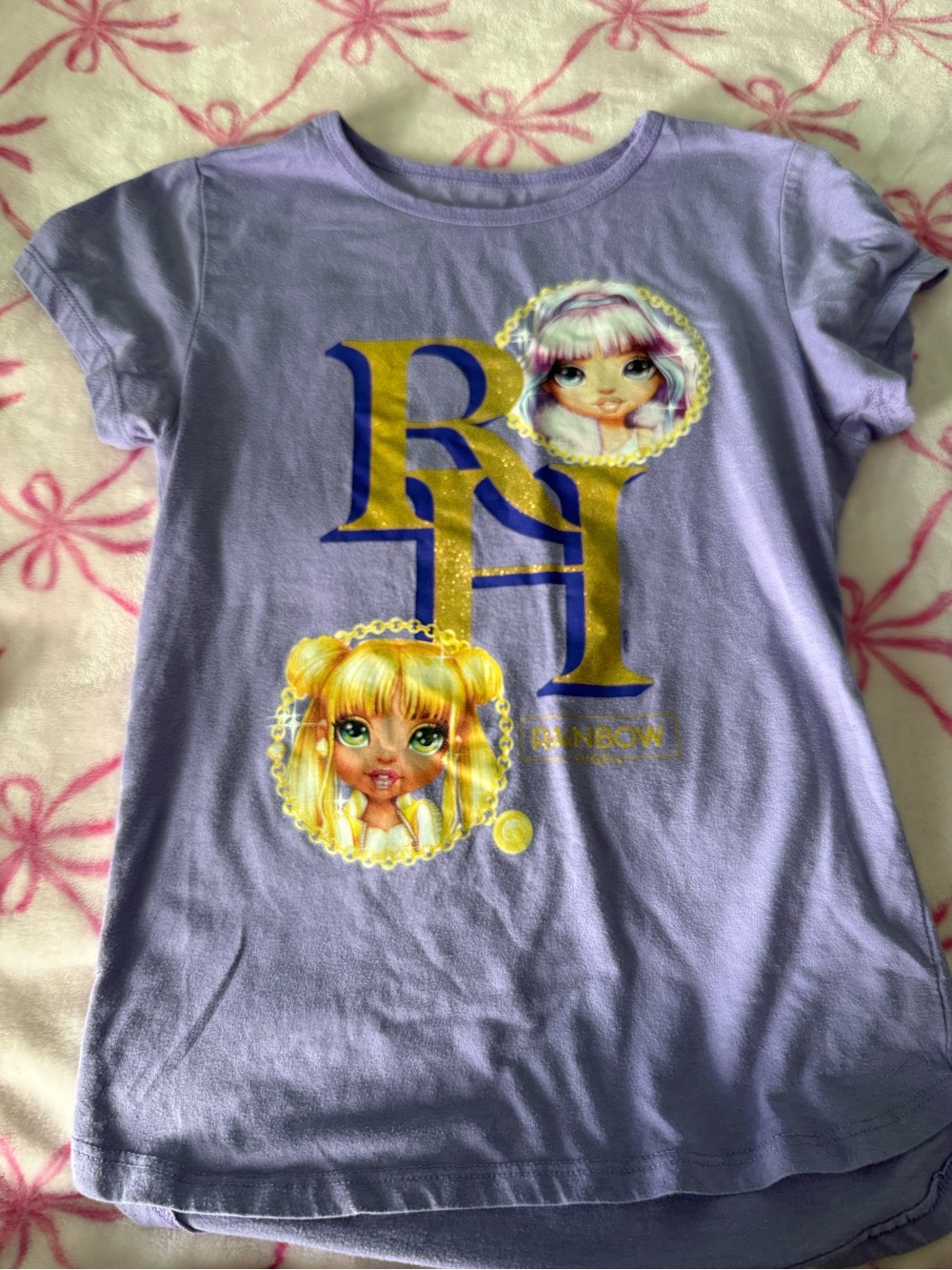 Rainbow Lavender Short Sleeve Tee with Gold & Blue Logo